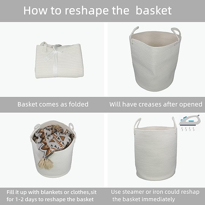 XUANGUO Cotton Rope Laundry Basket Hamper - Image 6