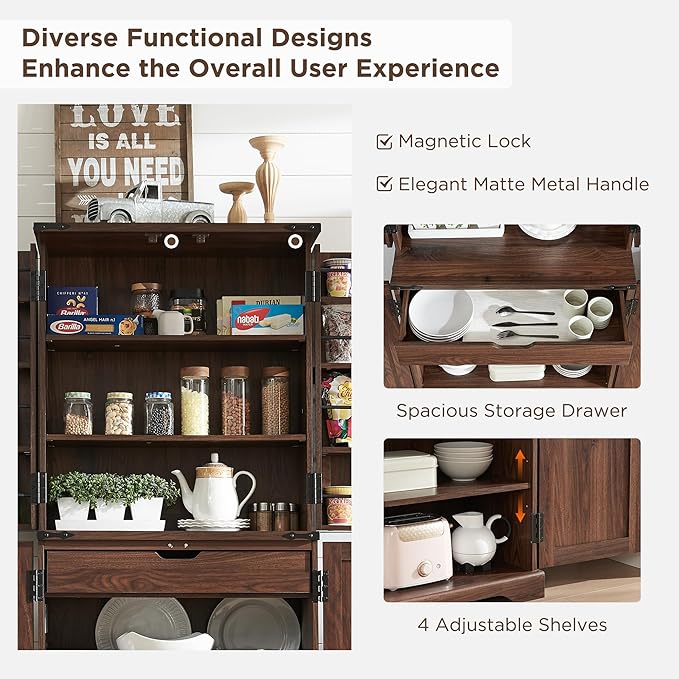 ACCOHOHO 72" Tall Kitchen Pantry, Farmhouse Storage Cabinet - Image 6