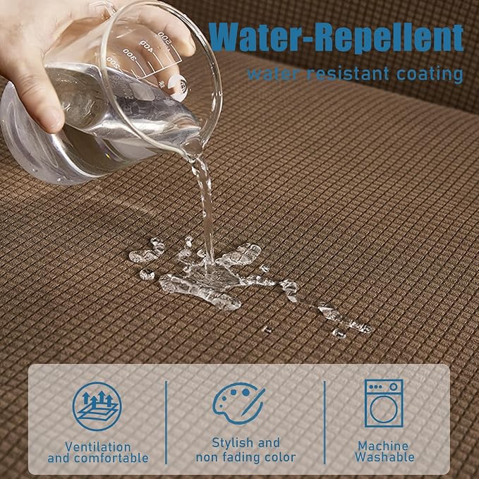 Water Repellent Couch Cushion Cover 3 Pieces Sofa Seat Cushion Covers, Stretch - Image 3