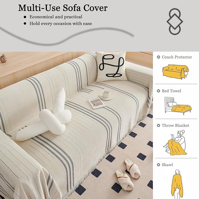 DREAMINGO Couch Cover Reversible Chenille 3 Seat Sofa Covers - Image 7