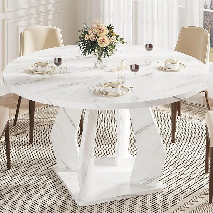 IBF Round Marble Dining Table, Dinner Tables by IBF