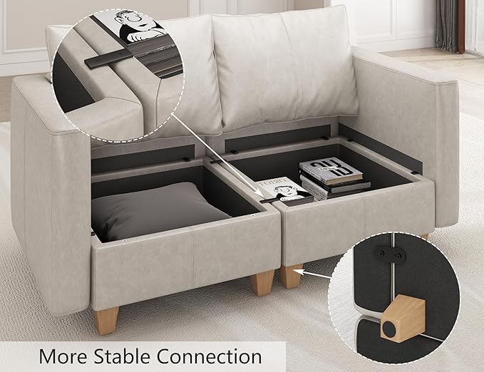 EASE MOOSE Armrest Module for Modular Sectional Sofa, Faux Leather Side - Image 8