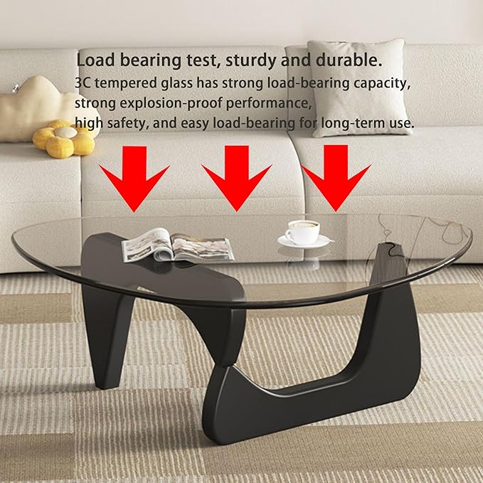 EASYSOUL Modern Glass Coffee Table, 44.88" D x 32.28" W x 15.75" H, Abstract - Image 4
