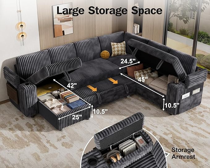 Vipbear 111" Modular Sectional Sleeper Sofa - Image 7