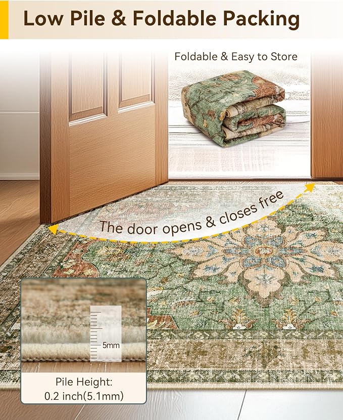 RELEANY Area Rugs 2'x6' Runner Rug Non Slip Washable - Image 8