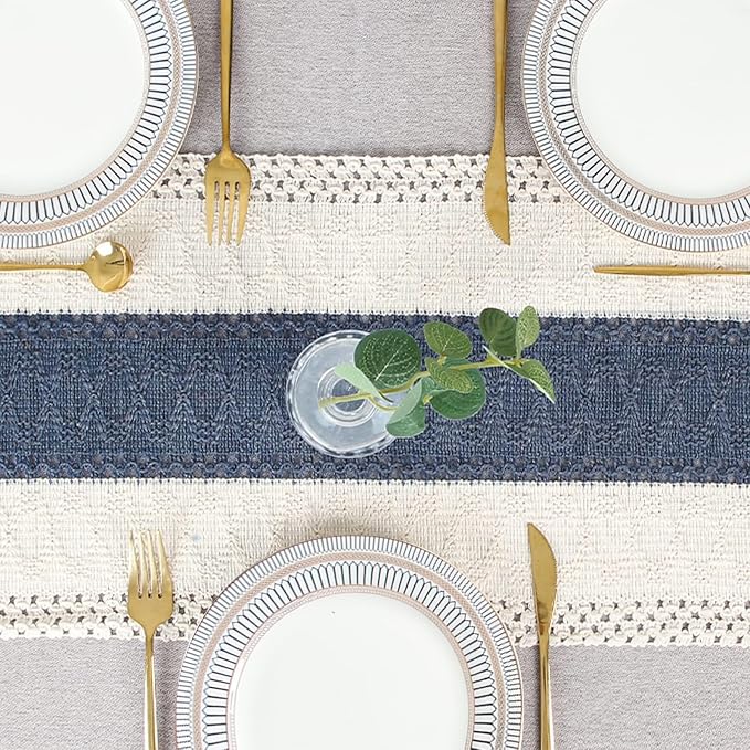 FEXIA Boho Blue Table Runner 72 Inches Long - Image 6