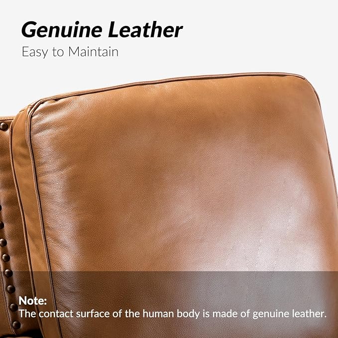 HULALA HOME Genuine Leather Manual Recliner Chairs Set of 2 - Image 9