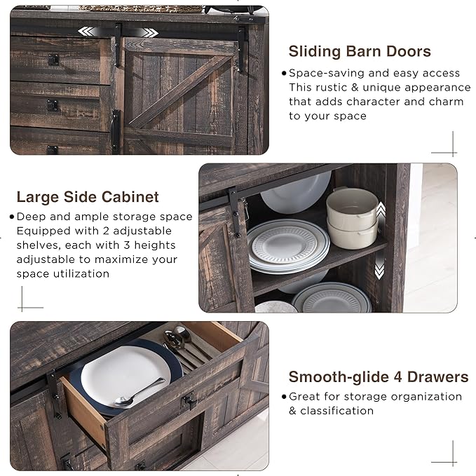 T4TREAM Farmhouse Sideboard Buffet Cabinet - Image 6