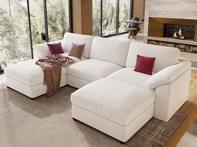 EASE MOOSE Oversized U Shape Sectional Modular Sofa, Wide Deep seat Sectional by EASEMOOSE