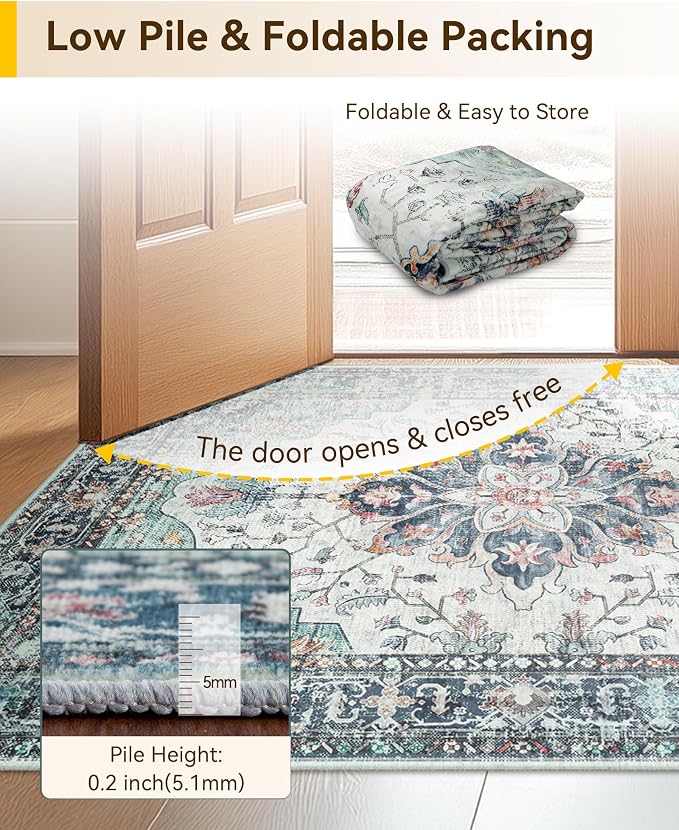 RELEANY Area Rugs 2'x8' Runner Rug Non Slip Washable - Image 7