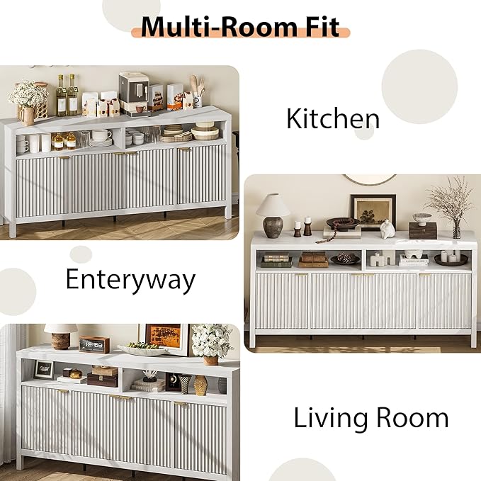 GarveeLife 65 Inch Fluted Sideboard Buffet Cabinet - Image 5