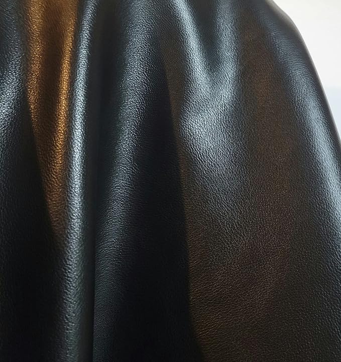 Black Lambtouch 0.8 mm Soft Faux Vegan PU Leather by The Yard Synthetic - Image 3