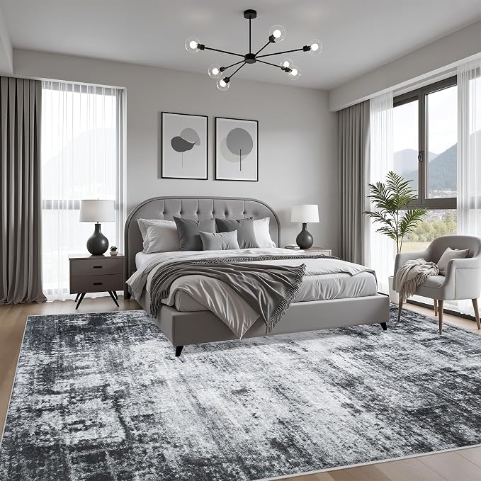 4x6 Area Rug Living Room Rug: Washable Modern Abstract Soft Thin Rug Indoor - Image 3