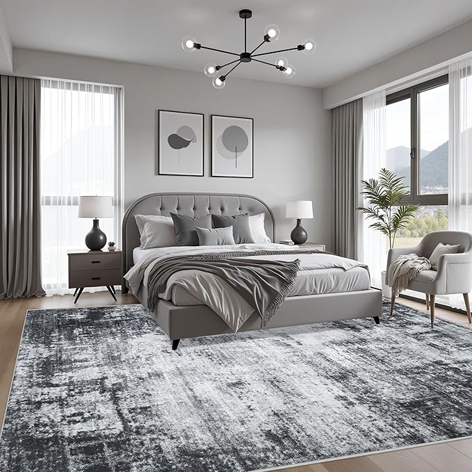9x12 Area Rug Living Room Rug: Washable Modern Abstract Soft Thin Rug Indoor - Image 4