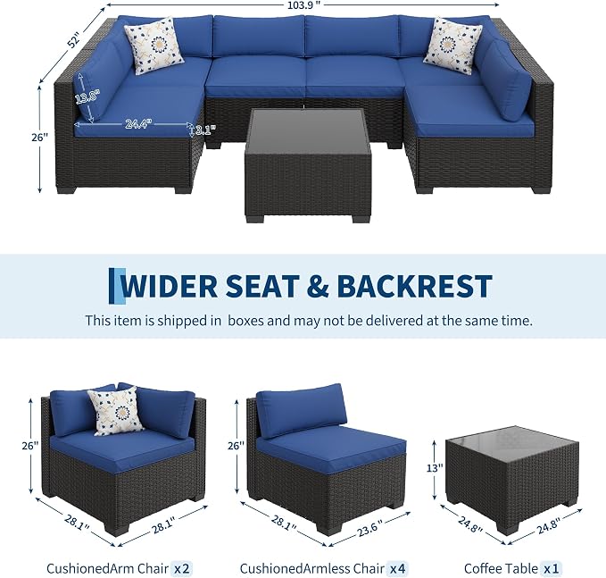Patio Furniture Sets, 7-Piece Outdoor Sectional Sofa Set - Image 2