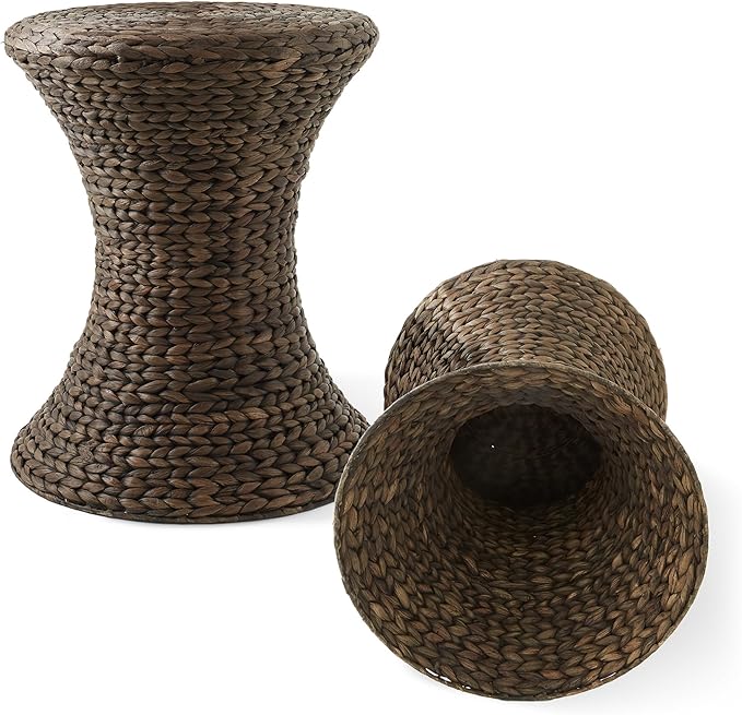 Casafield Hourglass Side Table, Espresso Dark Brown, Hyacinth Round End Table - Image 6
