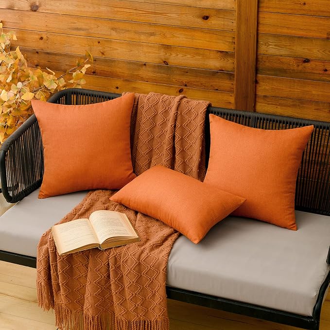 MIULEE Pack of 2 Decorative Outdoor Solid Waterproof Throw Pillow Covers Euro - Image 5