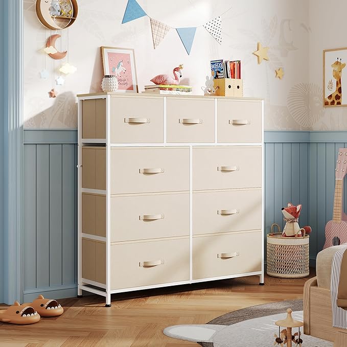 WLIVE 9 Drawer Dresser, Fabric Storage Tower - Image 2