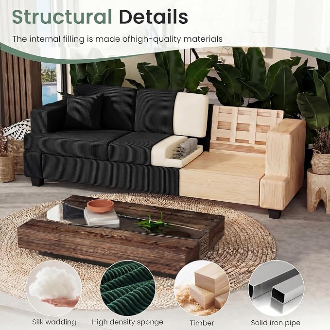 YOUDENOVA 2 Piece Set Comfy Sofa Couch, 2 3-Seater Sofa - Image 6