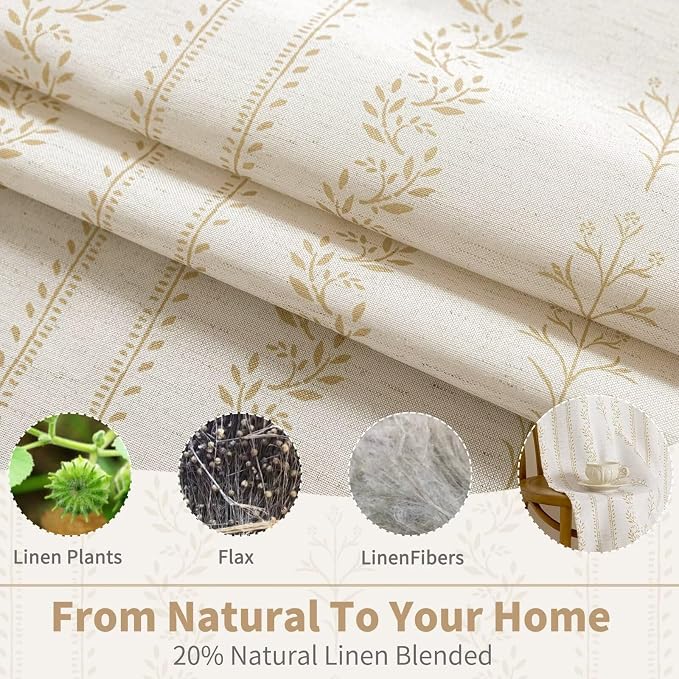 BGment Boho Curtains Leaf Floral Print Cottage Core Botanical Curtains - Image 3
