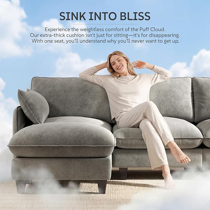 Ihanherry 107" Oversized V-Shaped Modular Sectional Sofa, Cloud Couch - Image 2