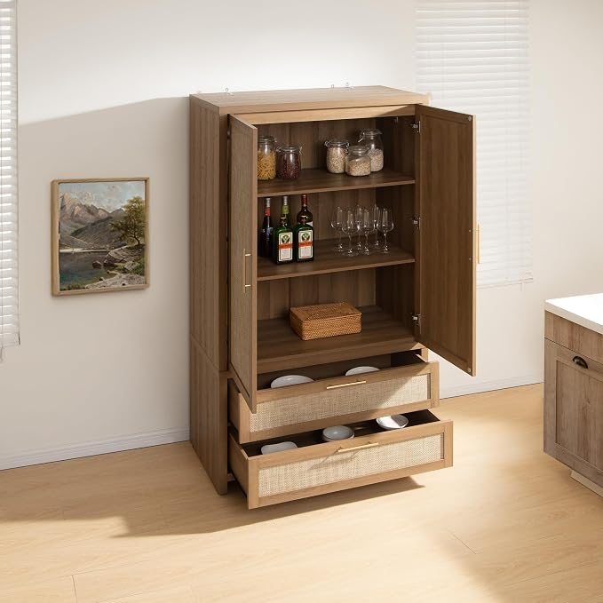SICOTAS Armoire Wardrobe Closet, Larger Rattan Armoires Wardrobe Cabinet - Image 2