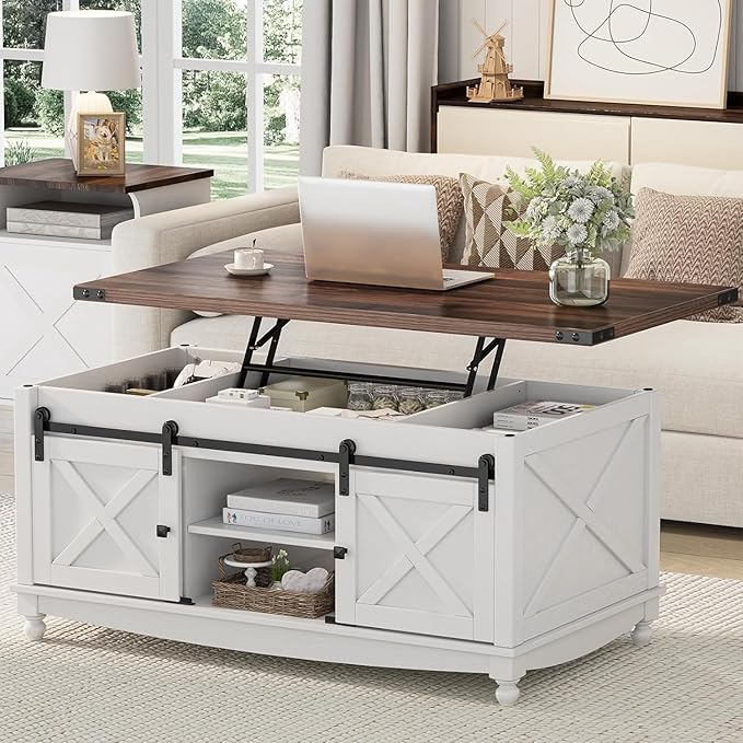 ALLSTAND 48" Farmhouse Lift Top Coffee Table by ALLSTAND