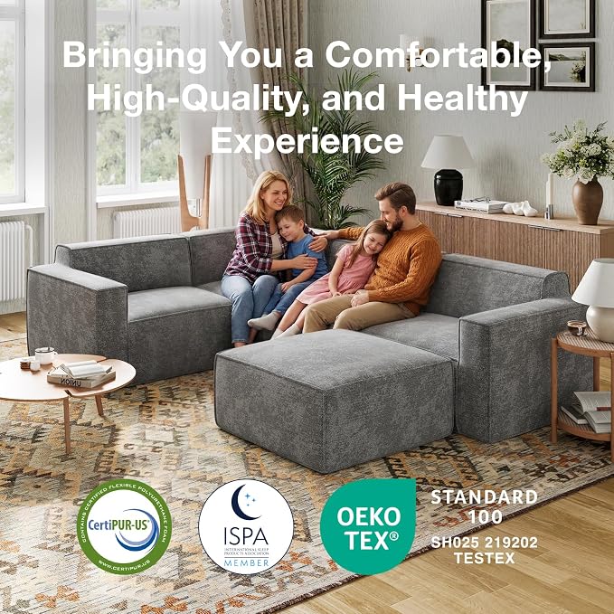 Novilla 176" Modular Sectional Sofa, No Assembly Cloud Sectional Couch - Image 12