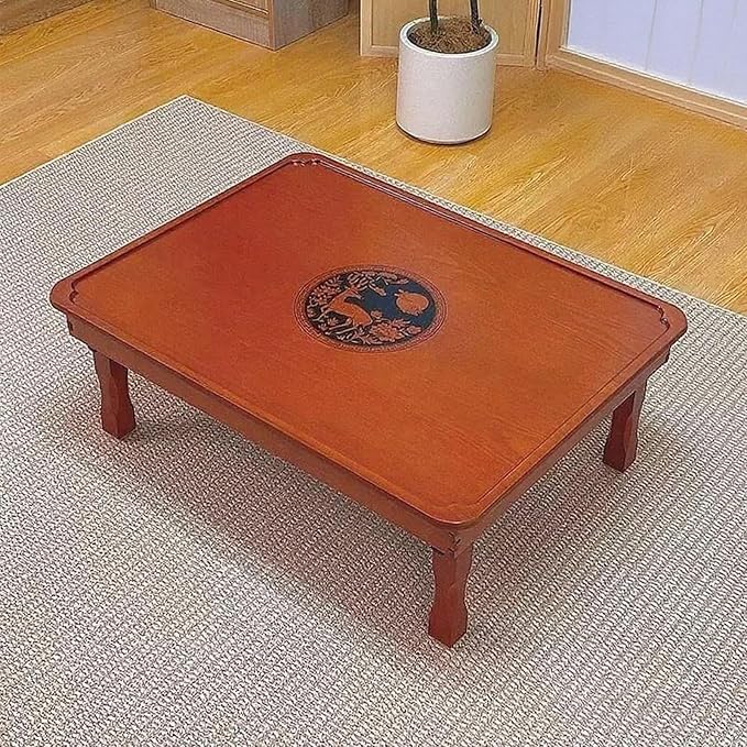 Rectangle Folding Low Coffee Table, Japanese Style Solid Wood Floor Table by RCJCQSR