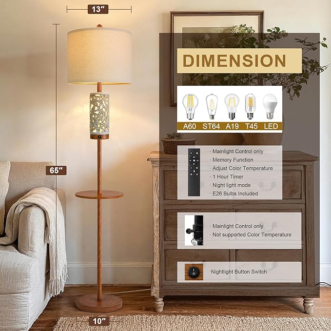 OYEARS Dimmable Farmhouse Floor Lamp - Image 7