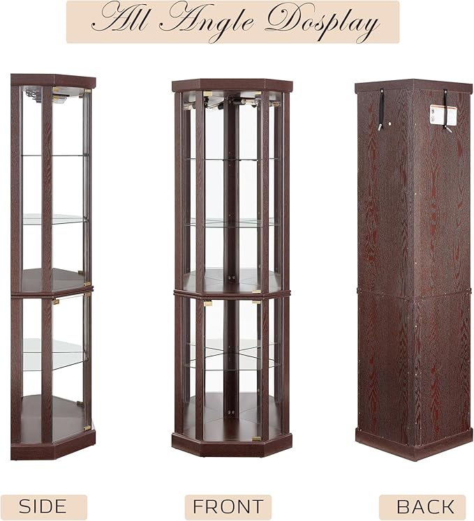 Corner Curio Cabinet, Light Bulb Inclued, Wine Bar China Cabinet - Image 5