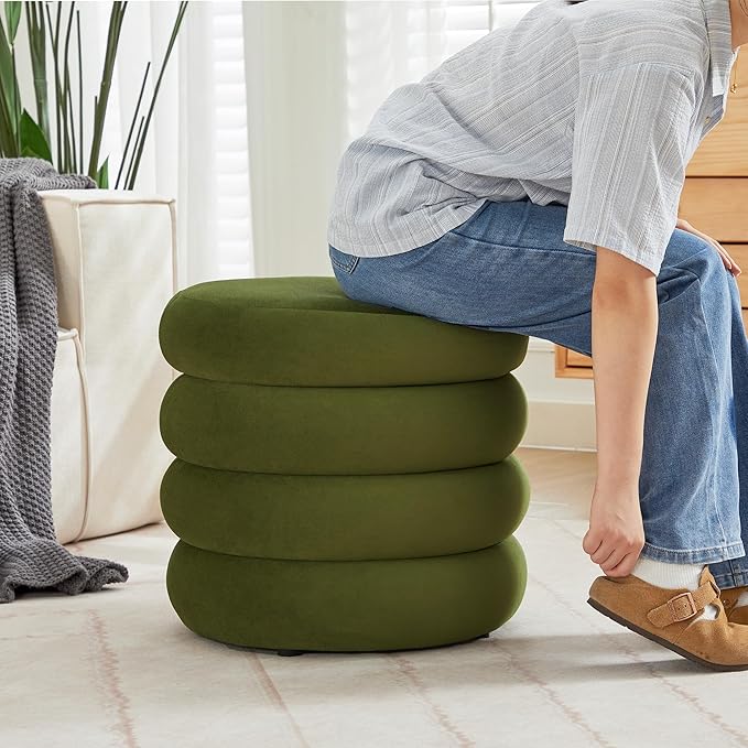 Flouki 19.5" Storage Ottoman Round, Vanity Stools - Image 2