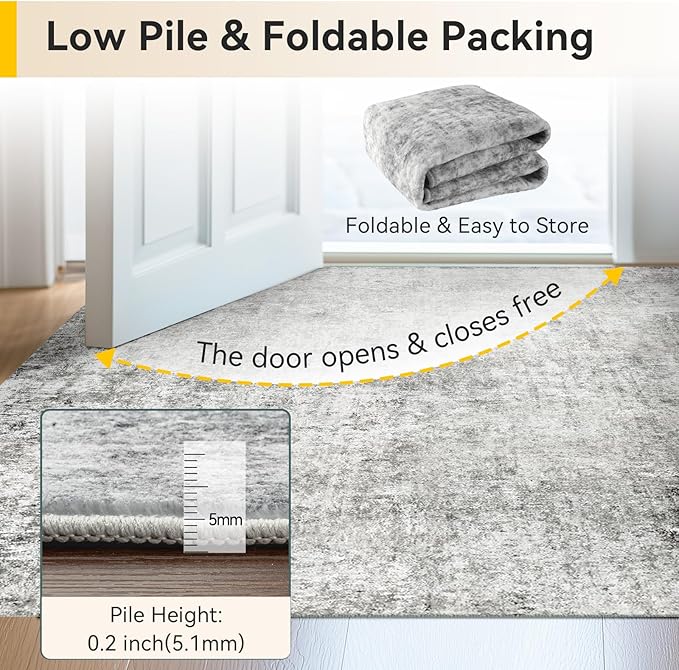 RELEANY Washable Area Rugs 4ft Non-Slip Modern Abstract Soft - Image 6