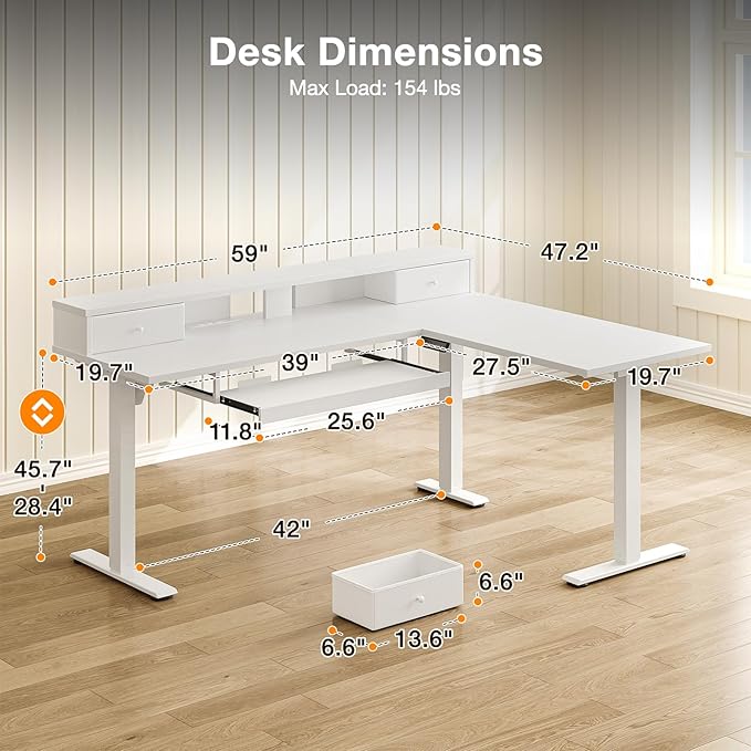 Casaottima 59 Inch Electric L-Shaped Standing Desk - Image 3