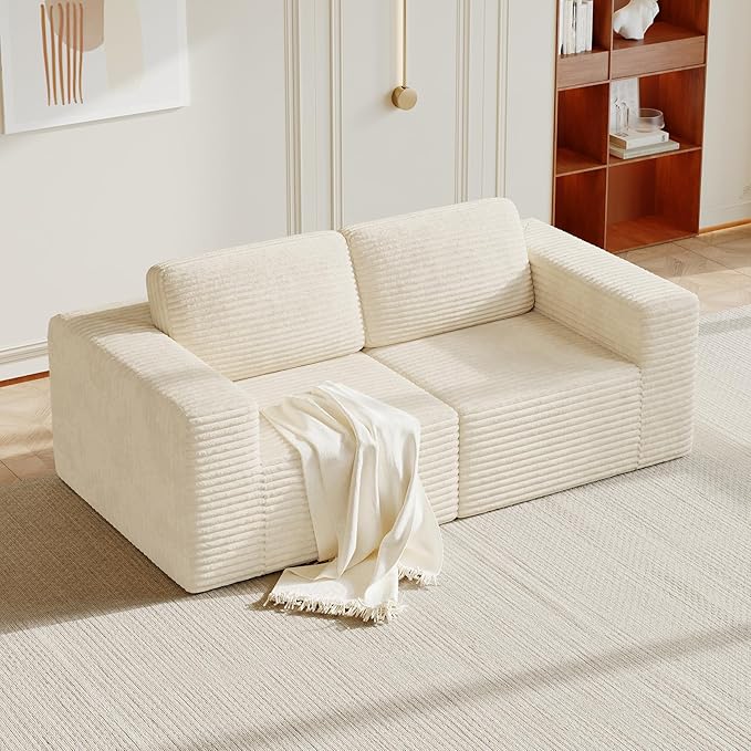 Vesgantti 80" Modular Sectional Sofa, Corduroy Cloud Couch by Vesgantti