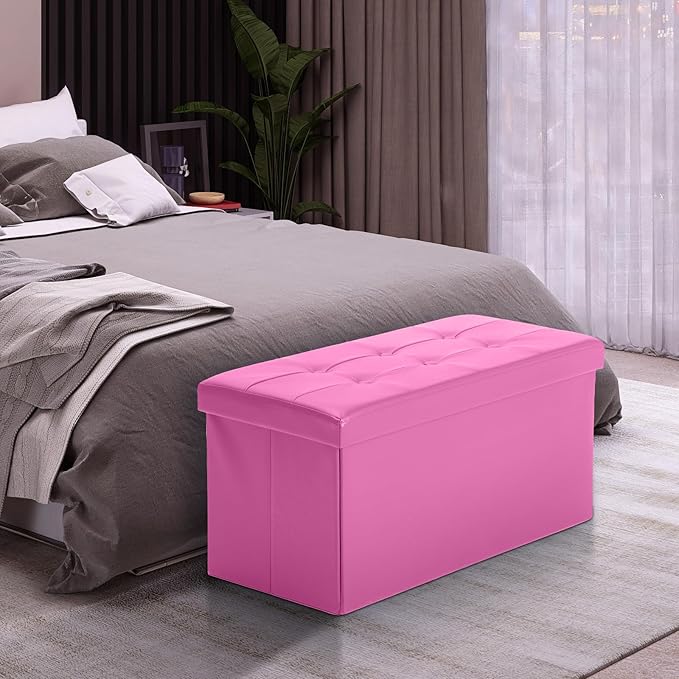 COSYLAND Ottoman Bench with Storage 30x15x15 inches White Ottoman - Image 2