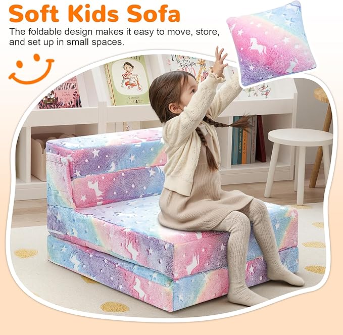 MeMoreCool Glow Rainbow Unicorn Tri-fold Sofa Bed - Image 2