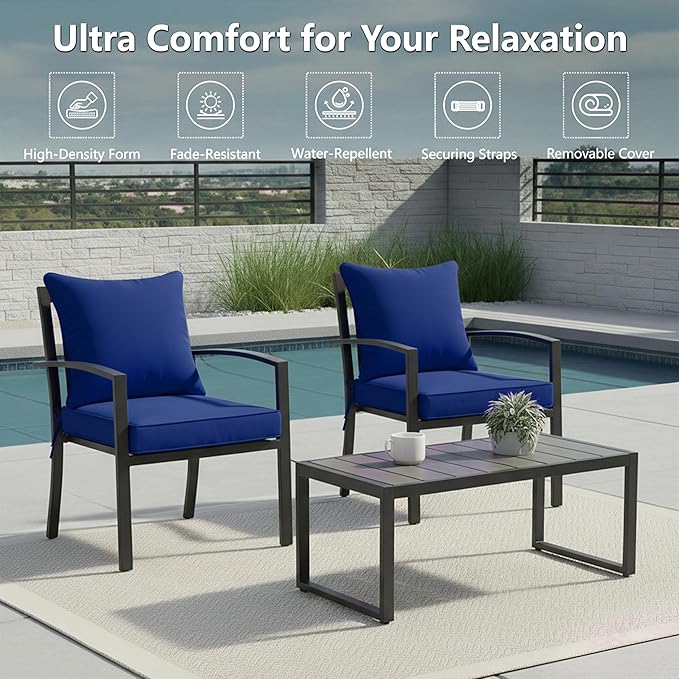 22x22 Inch Patio Chair Cushions Set of 2, Outdoor Furniture Cushions - Image 2