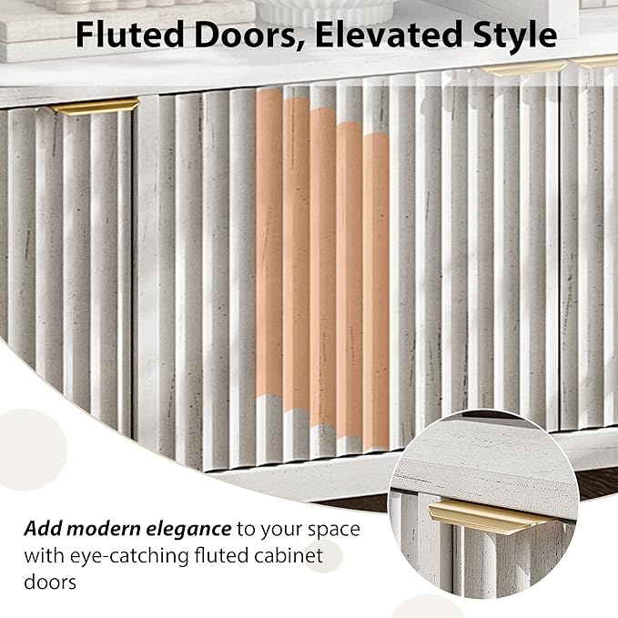 GarveeLife 65 Inch Fluted Sideboard Buffet Cabinet - Image 4