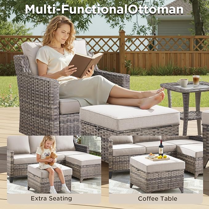 Patio Furniture Set with 42.5" Fire Pit Table-6 Pieces All Weather Wicker - Image 5