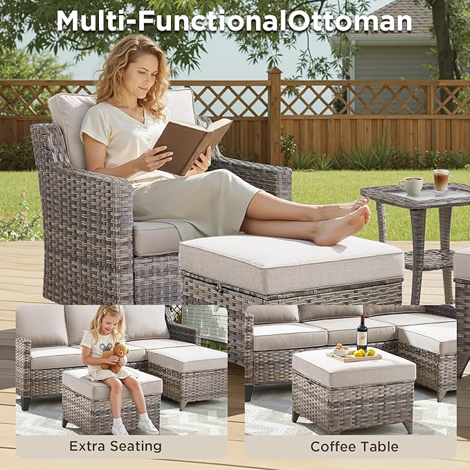 Outdoor Patio Furniture Set-7 Pieces All-Weather Wicker Outdoor Furniture - Image 4