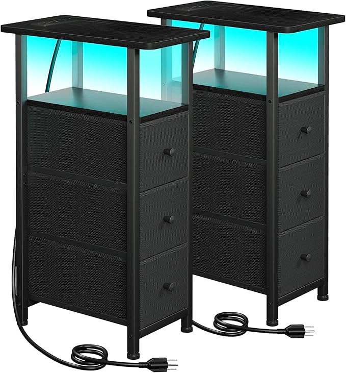LOAKEKEL Narrow End Tables Living Room Set of 2 by LOAKEKEL