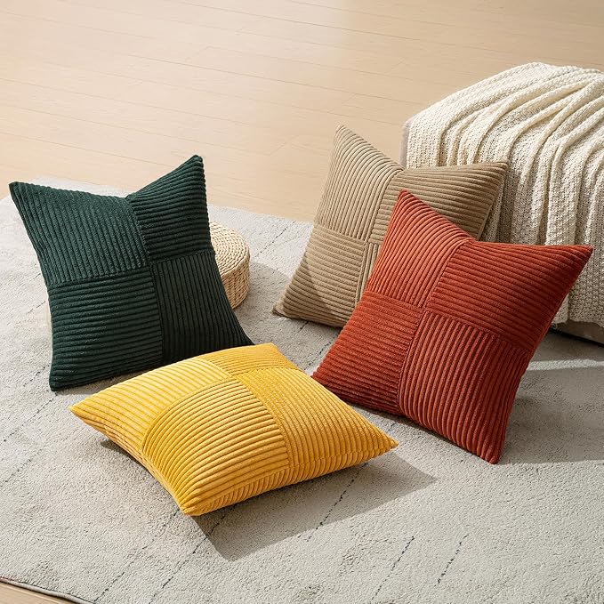 MIULEE Green Rust Throw Pillow Covers 18x18 Inch Set of 4 Boho Farmhouse Soft - Image 6