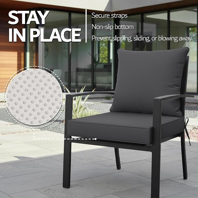 24x24 Inch Outdoor Chair Cushions Set of 2, Patio Furniture Cushions - Image 5