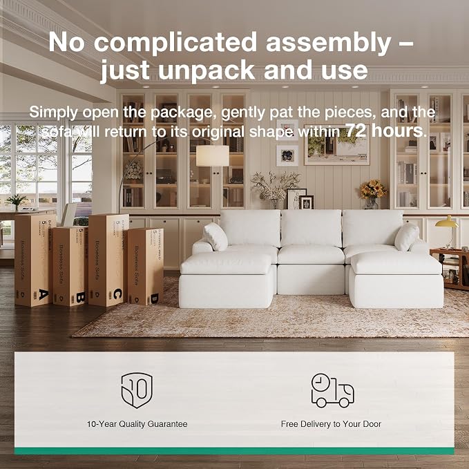 Novilla 104.3" Modular Cloud Couch, Modern Sectional Sofa - Image 20