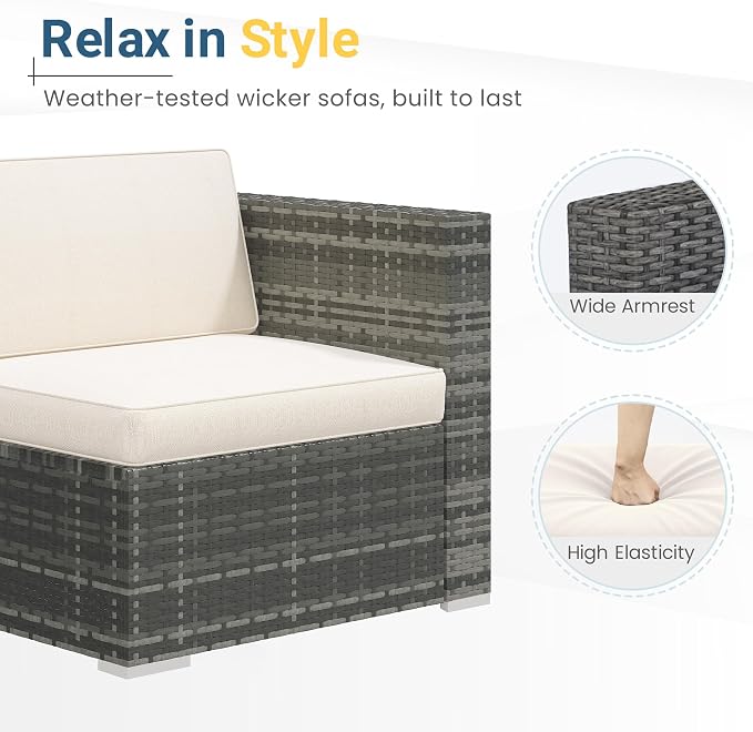 Wisteria Lane 5 Piece Outdoor Patio Furniture Set, All Weather Wicker Rattan - Image 3