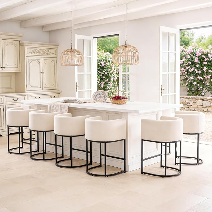 ClinQ 26" H Counter Height Bar Stools Set of 6, Modern Barrel Counter Stools by ExperienceExquisiteLife