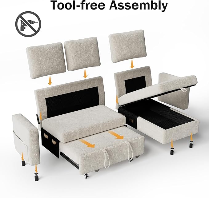 Sunny Heart 82" L Shaped Sectional Sleeper Sofa Bed - Image 4