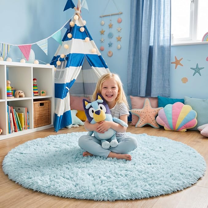 Amdrebio Light Blue Circle Round Rug 5Ft - Image 5