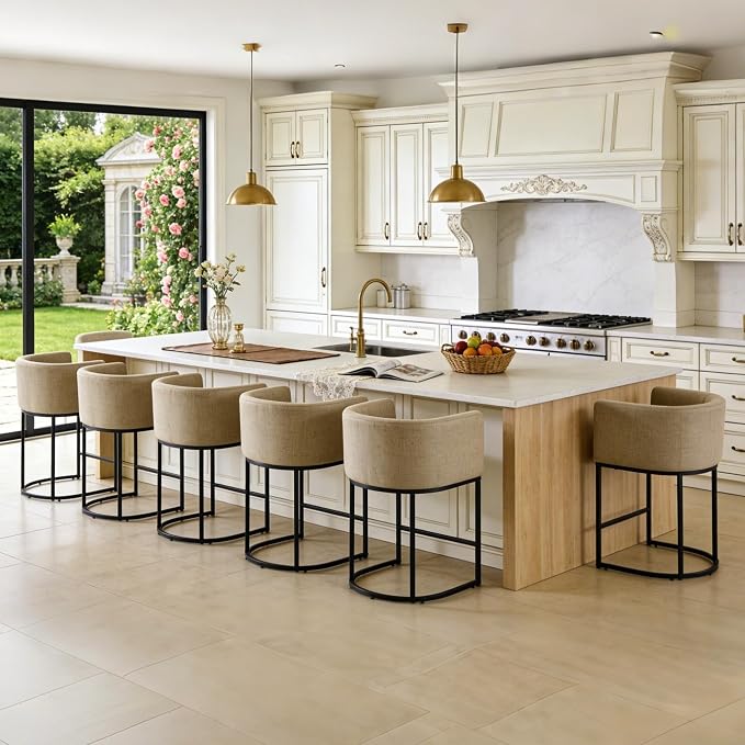 ClinQ 26" H Counter Height Bar Stools Set of 1, Modern Barrel Counter Stools - Image 8